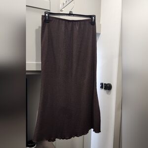 Classic Brown Ribbed Midi Skirt